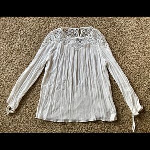 Long-Sleeved Blouse with Crochet Detail